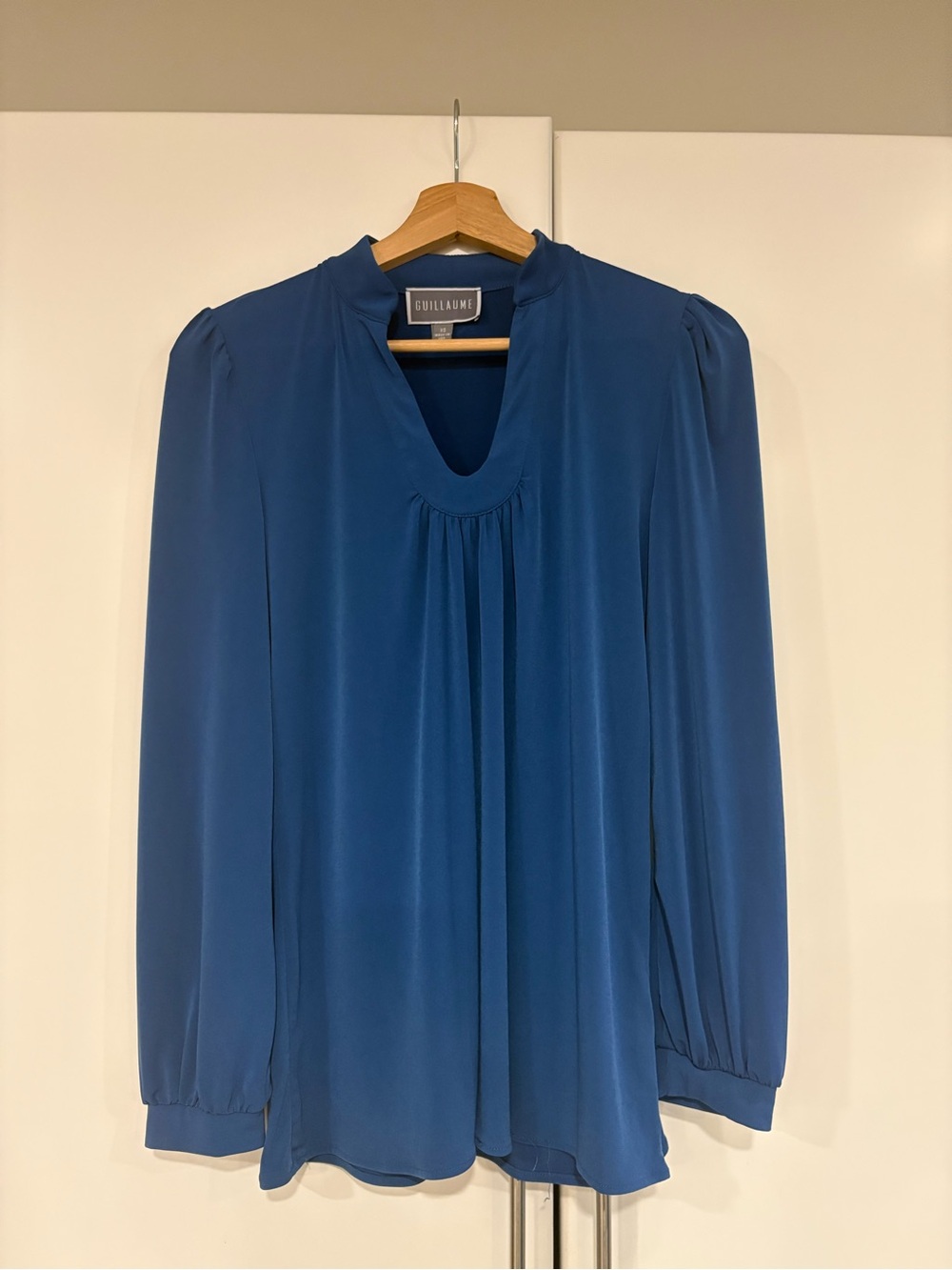 Guillaume Teal Long-Sleeve V-Neck Blouse
